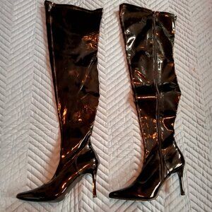 Pleaser Funtasma Lust-3000 BLACK patent leather thigh high boots   size 9